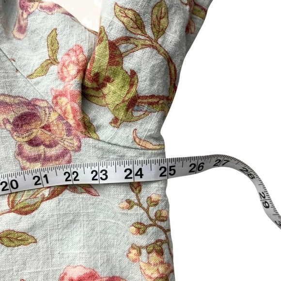 Vintage Painted Pony Linen Jacket Floral Blue Artsy Boho Button Front Top L Y2K - Picture 8 of 9